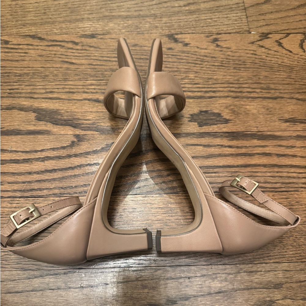 Naturalizer 27 Edit Nude Leather Ankle Strap Block Heel Sandals Size 9.5M - Picture 4 of 8